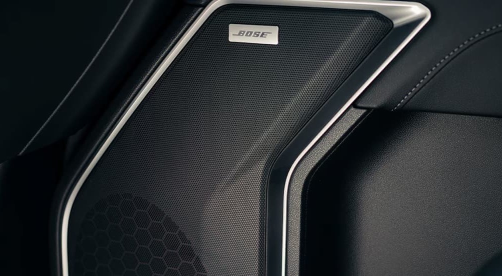 Close-up of a Bose speaker in a 2025 Chevy Silverado 1500.