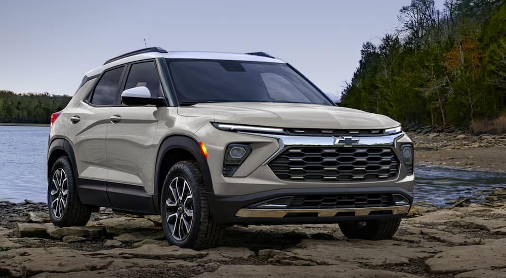 A tan 2026 Chevy Trailblazer parked off-road for sale