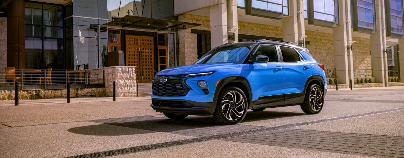 A blue 2025 Chevy Trailblazer RS parked for sale